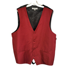 Pronto Uomo Formal Vest Wine Red Crepe Front, Adjustable Men's 3XL NEW
