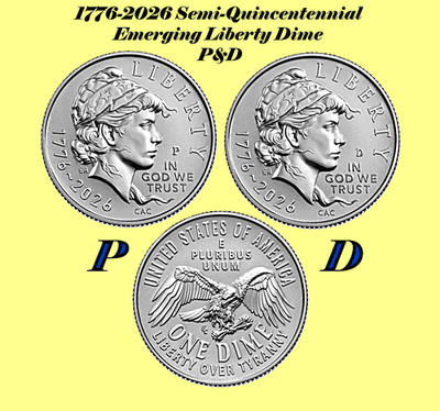 1776-2026 Semi-Quincentennial BU Liberty Dime P&D Set 
