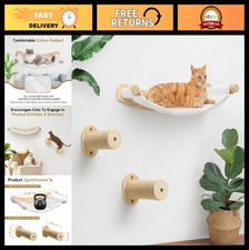 Wall-Mounted Cat Hammock with 2 Steps - Climbing Shelves for Indoor Cats, Bed 