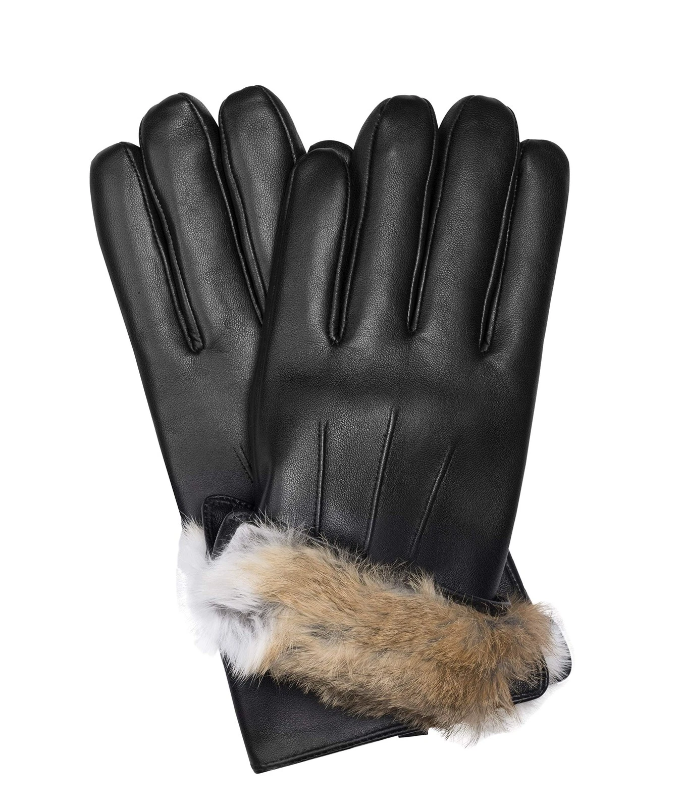 Messerio Sheepskin Leather Winter Gloves Men Rabbit Fur Lined XXL