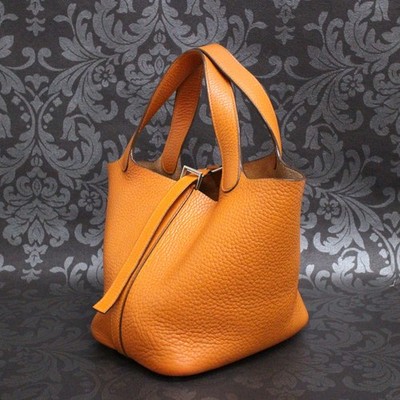 HERMES Picotin PM 18 Taurillon Clemence Orange Handbag Bag #296 Rise-on
