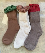 Crochet Lace Ruffle Women's Boot Socks Element Set Size 5-9 - Machine Washable