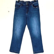 KUT Jeans Crop Casual Denim Blue High Rise Cropped Straight Leg Jeans Size 12.