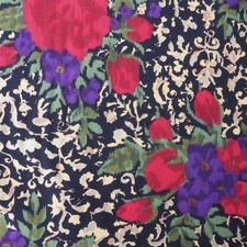 Floral Pattern Cotton Polyester Blend Fabric 56"x84" 1980's