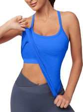 Workout Tank Tops for Women with Built in Bra, Sleeveless Gym Tops Seamless Race