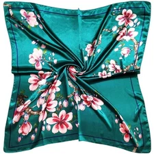 Silk Like Satin Printed Bandana Scarf for Women 35 Inch Square Hair Wrapping