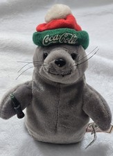 1997 Coca Cola Seal Bean Bag Plush Christmas Winter Advertising Vintage