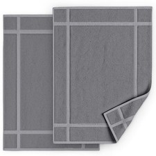 Pearl Linens 100 Ring Spun Cotton Bath Mat 18x25 - Set of 2, Light Grey