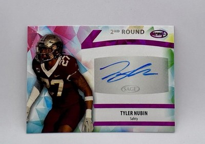 2024 Sage Aspire Football Pink Foil Auto Tyler Nubin #ASP-TN New York Giants