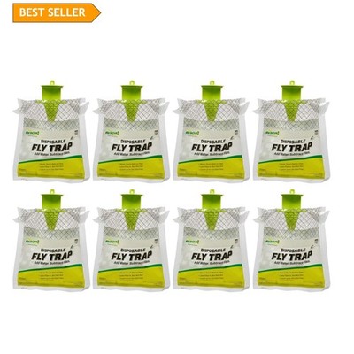 Outdoor Disposable Fly Traps - 8 Pack - Easy Use, Fast Results for Your Garden