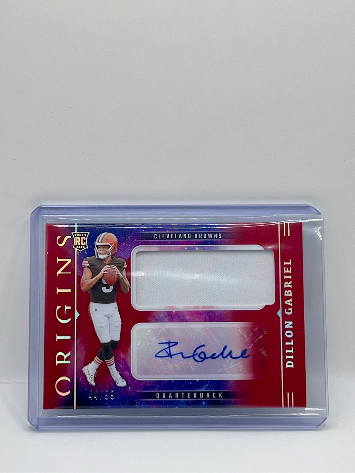 2025 Panini Origins Rookie Red /99 Dillon Gabriel RPA Jumbo Patch Auto RC