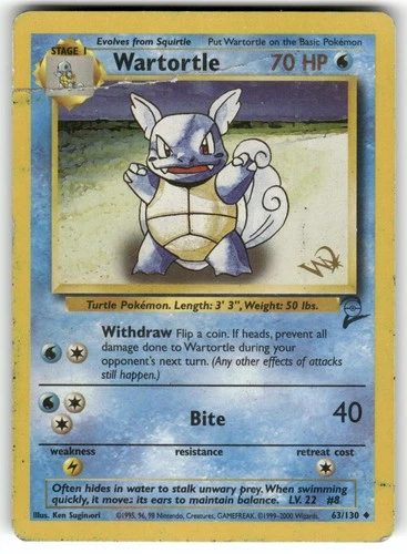 Wartortle [W Stamped] 063/130 Promo WoTC Promo Pokemon Damaged
