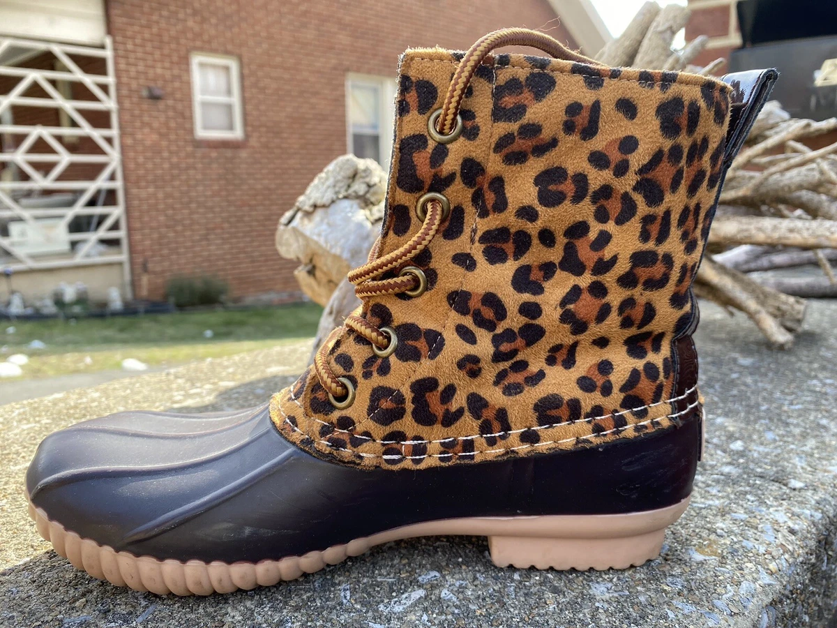 Leopard print duck boots deals