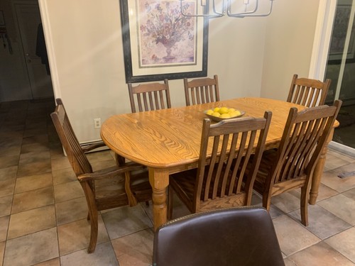 solid wood dining table with 6 chairs and 2 self storing leaves | eBay