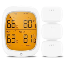 Display Digital Thermometer,Hygrometer Monitor with 330ft Range 3 Channel Sensor
