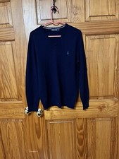 MENS RALPH LAUREN POLO GOLF 100 MERINO WOOL V-NECK PULLOVER SWEATER BLUE SZ S