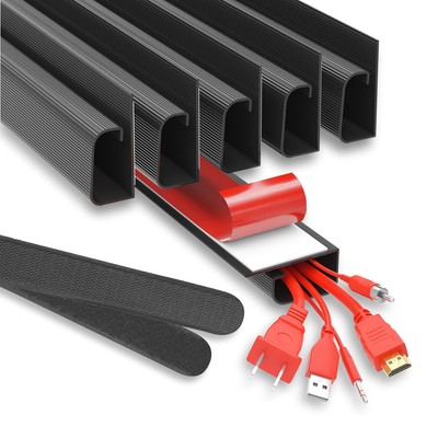 Cable Management 96in J Channel Cable Raceways 6x 16in Black No Screw/no Drill C