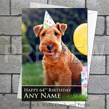 Welsh Terrier birthday card. 5x7 inches. Dog. Personalised card, plus envelope.