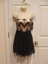 NWT my michelle  BLACK CHIFFON STRAPLES PARTY PROM HOLIDAY FORMAL DRESS SiZe 7