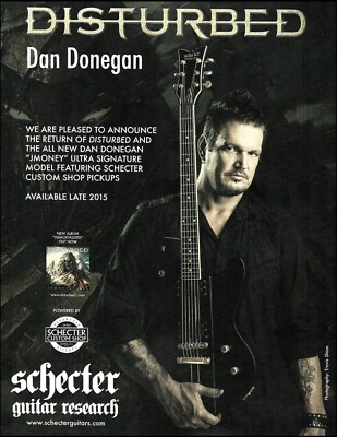 2015 Disturbed Dan Donegan Signature JMoney Ultra Schecter Guitar advertisement
