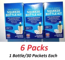Rite Aid Nasal Rinse Sinus Wash Relief Squeeze Bottle Kit (6 Packs, w/ Refills)
