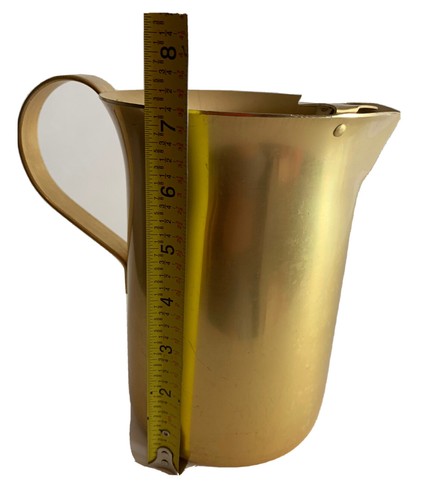 Vintage Mid Century Aluminum Pitcher Gold 60s MCM Retro Entertaining Kitchen - Picture 6 of 9