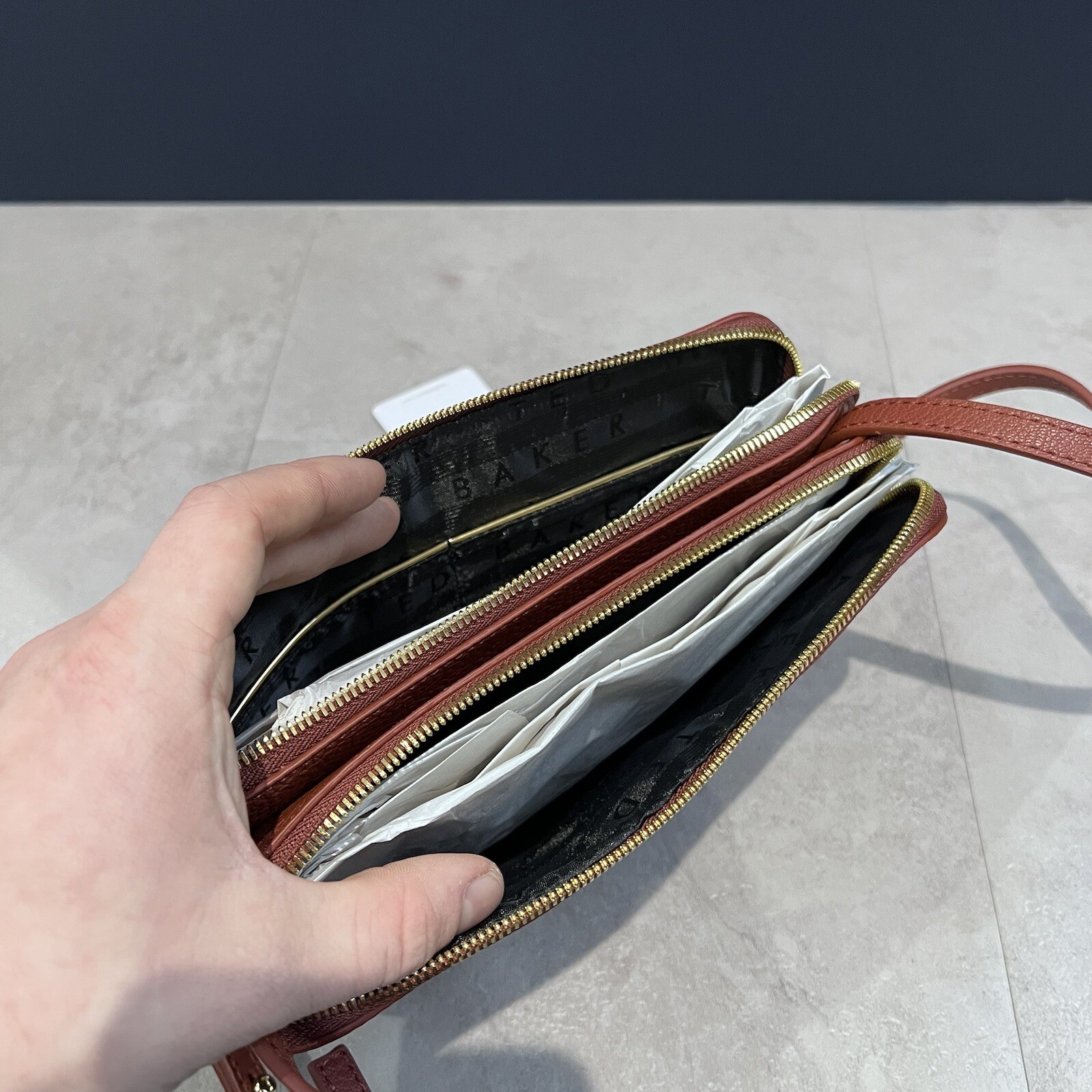 Ted Baker Ciarraa Soft Leather Double Pouch XBody Cross Body Bag Dark