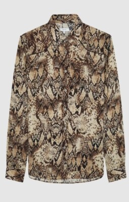 Reiss Adder-LS Snake Print Shirt Size M (AA)