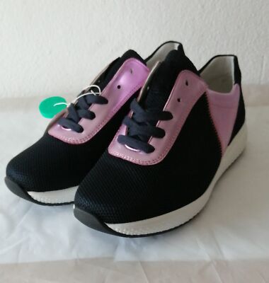 VAMOS Dame Schuh Low-Sneaker Leder/Textil schwarz-flieder Gröse 39 Weite M NEU