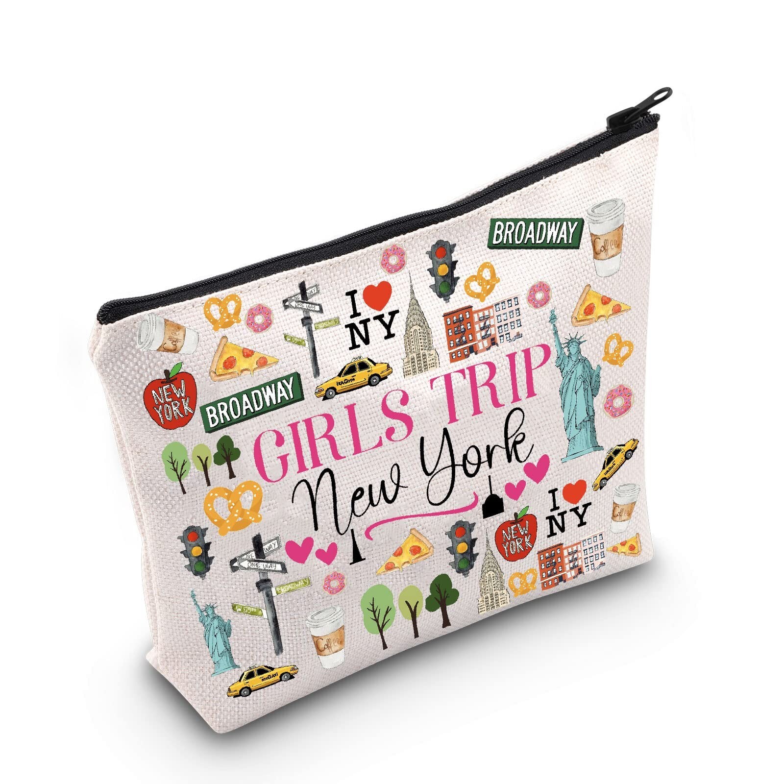 POFULL New York Vacation Zipper Pouch Travel Cosmetic Bag for Gifts