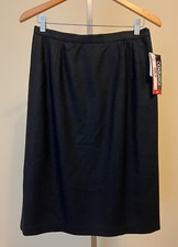 NWT Vintage Casablanca Black 100 Wool Lined Straight Skirt Size 14