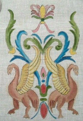 Handgemalter Wandteppich Leinwand. Französisches Empire Motiv. Nur Leinwand. Eigenwolle verwenden.