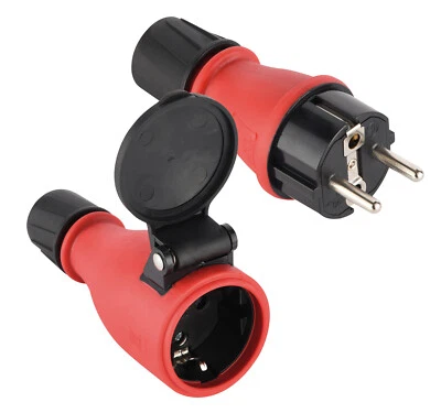 MAXTRACK Schuko Stecker Kupplung Gummi IP54 Schutzkontakt 230v 16A Außenbereich IP44 220v