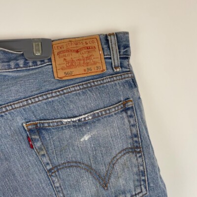 Levis 560 Comfort Fit Light Wash Denim Jeans Zip Fly Mens W36 L30