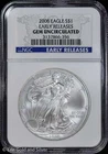 2008 $1 American Silver Eagle NGC Gem Uncirculated | Early Releases