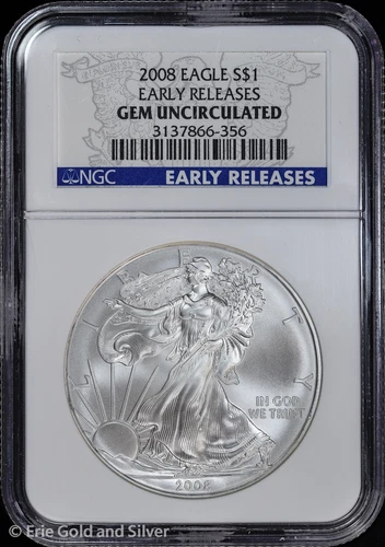 2008 $1 American Silver Eagle NGC Gem Uncirculated | Early Releases