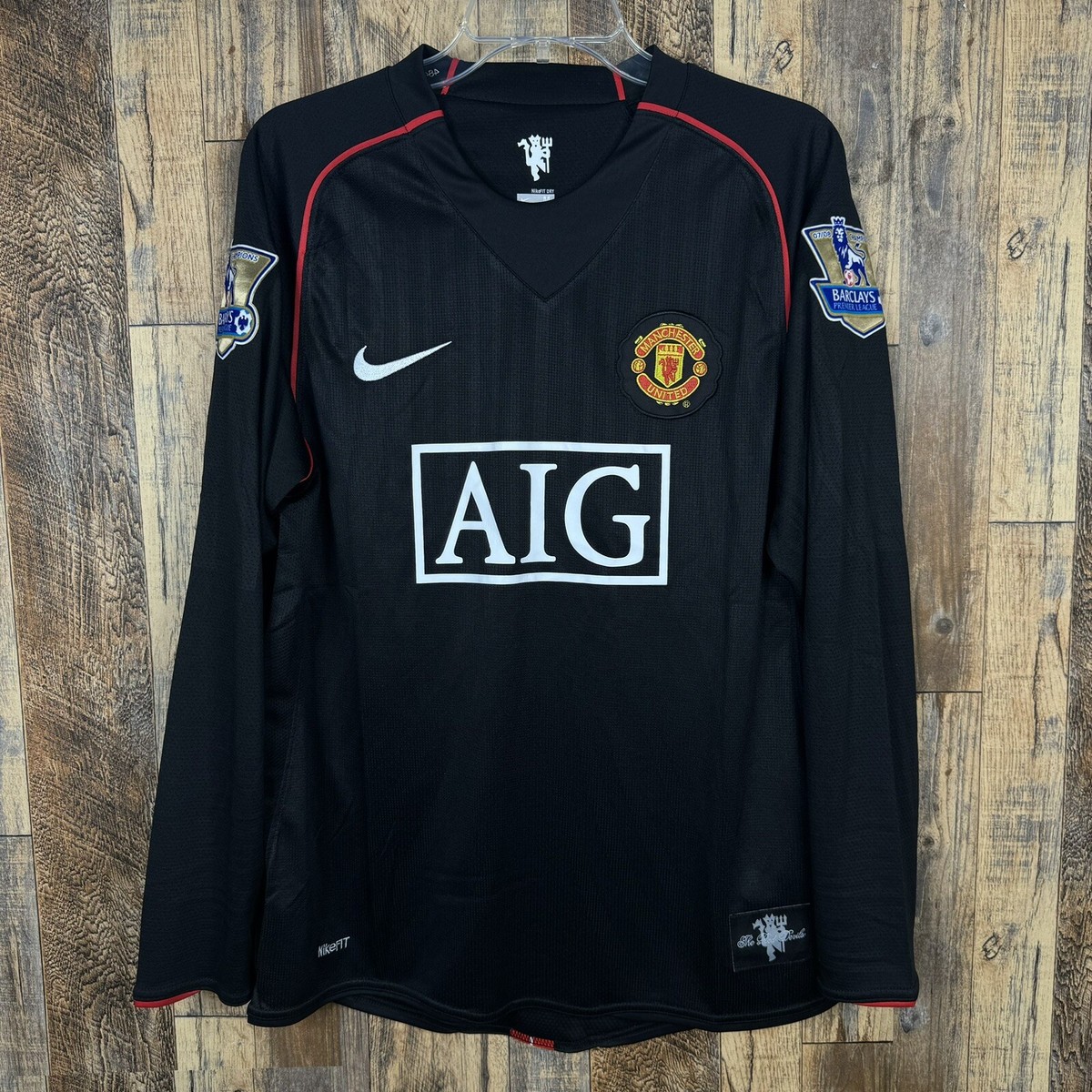 Nike Manchester United 長袖シャツ 黒 Manchester United 2007-08 Away Long Sleeve Soccer Jersey Ronaldo