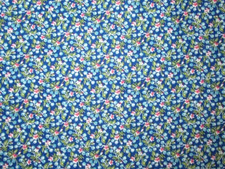 18X22 BLUE W TINY GRAPES PINK FLOWERS COTTON CALICO FABRIC FAT QUARTER QUILT