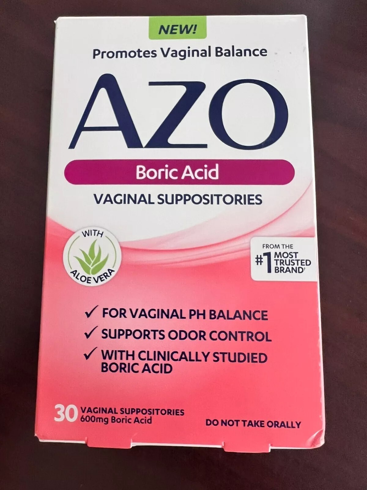 AZO Boric Acid Vaginal Suppositories 600mg PH Balance 30 Count Exp 11/25