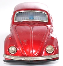 Rare Vintage 1960s Bandai VW Beetle Red Tin Toy Japan Friction Car 22cm Working