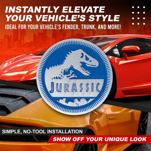 Jurassic Emblem Custom Metal Badge 3D Decal Sticker for Car Truck SUV 4x4 Blue - Picture 5 of 6