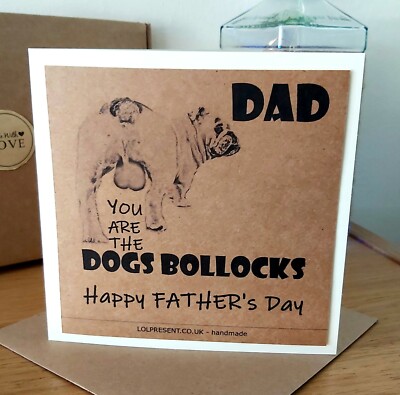 Lustige Grußkarte Hundebollocks VATERTAG STIER HUND PAPA OPA ONKEL PAPA