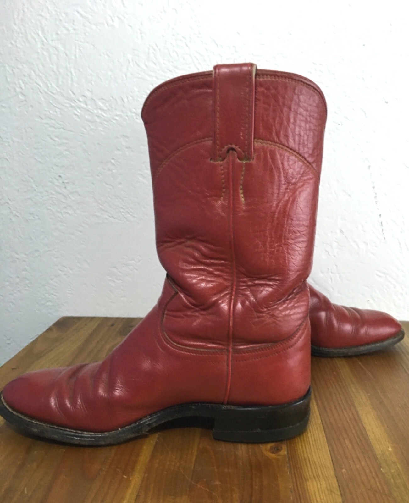 Justin, red leather, roper, western boots, ladies… - image 3