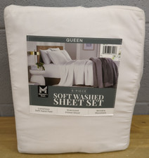 NEW Member's Mark Soft Washed Microfiber Sheet Set QUEEN White