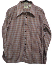 Richman Bros. ♈Men's Printed LS Button Shirt size 17~red/blue/gold check