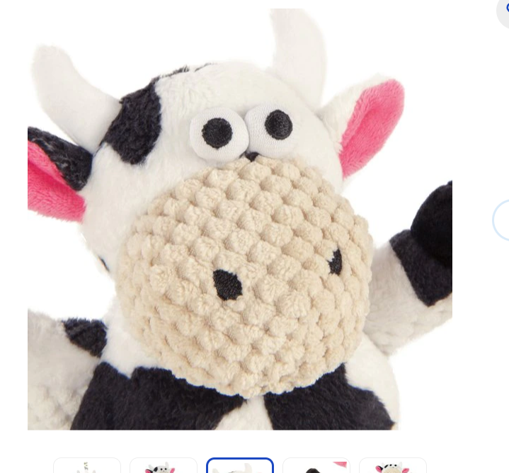 goDog Checkers Sitting Cow Dog Toy