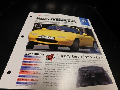 1989+ Mazda Miata Spec Sheet Brochure Photo Poster | eBay