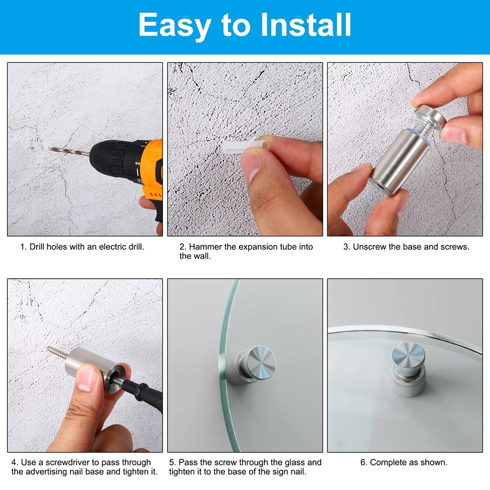 1/2 x 1.2 Inch Sign Standoff Screws, 8 Set Stainless Steel Wall ...