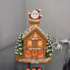 Vtg Lefton Japan Ceramic Santa Chimney Light Up Xmas  House Tabletop Decor 8"