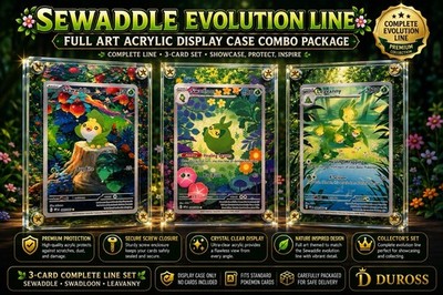 Sewaddle   Swadloon   Leavanny Evolution Line Full Art Acrylic Display Case Set